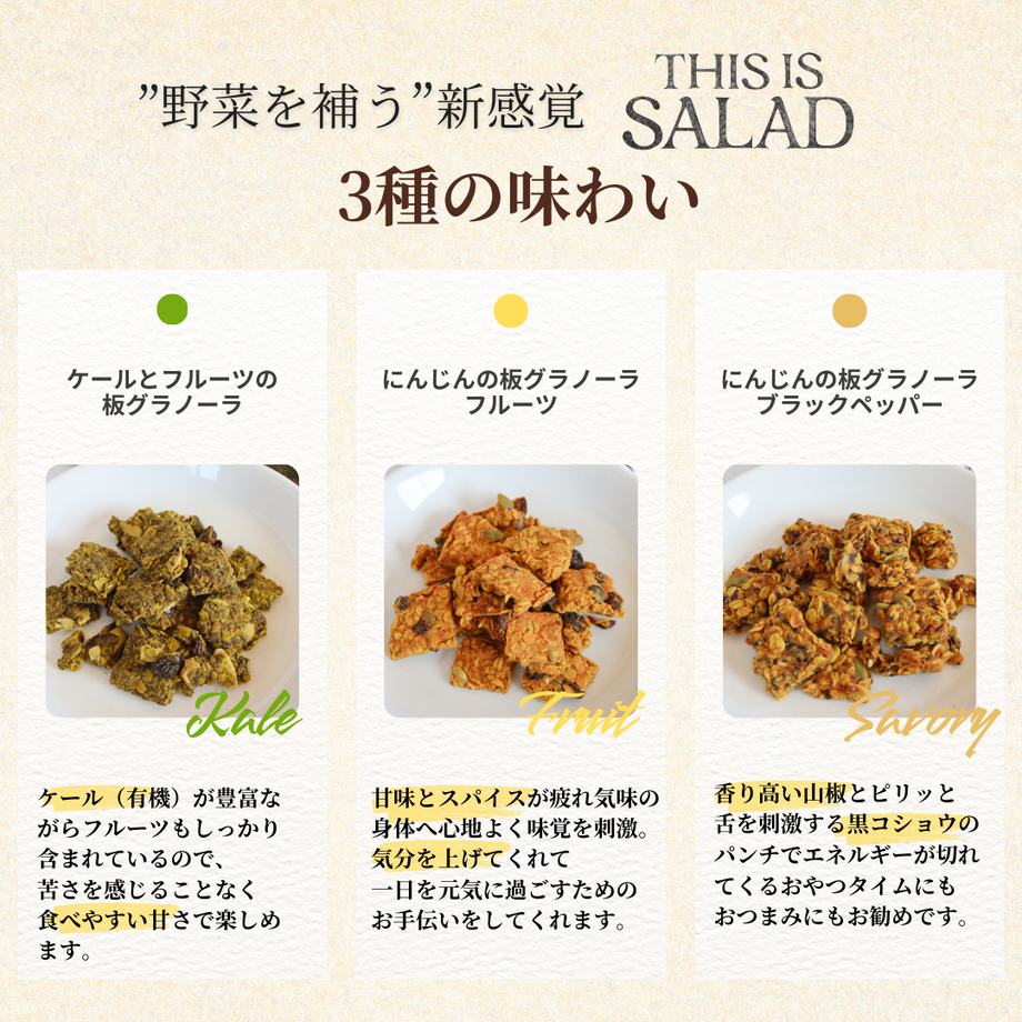 6袋セット】 THIS IS SALAD ケールとフルーツの板グラノーラ – KAWAÌINE